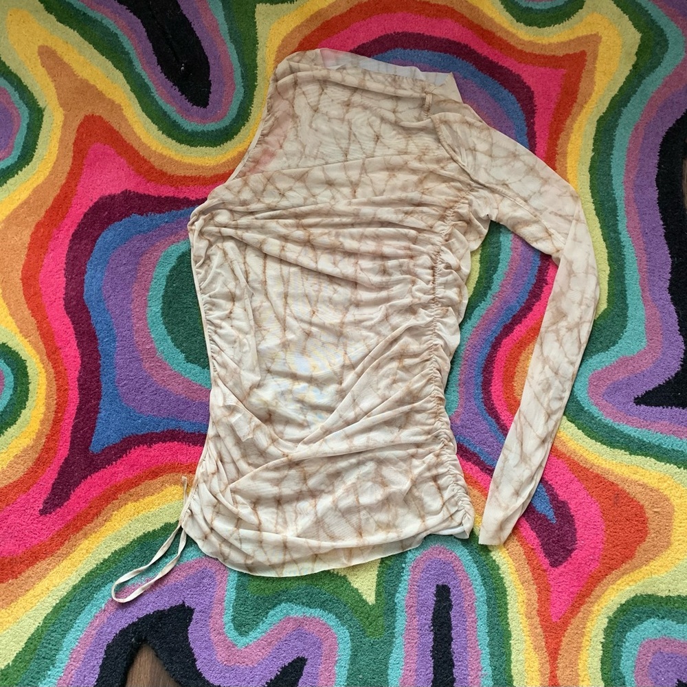 Zara Tan and Brown Asymmetrical Ruched Cocktail Dress - Picture 9 of 15